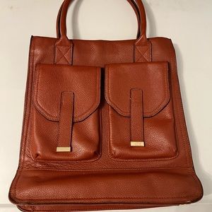 Kristen Bell for Erica Anenberg Large Leather Tote Bag in Saddle Brown